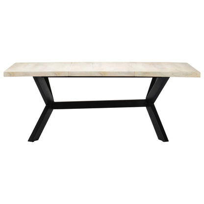 Tavolo da Pranzo Bianco 200x100x75 cm Legno Massello di Mango