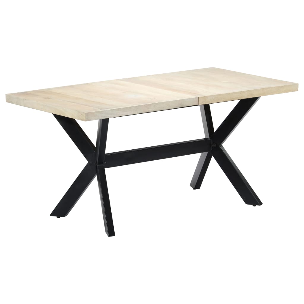 Tavolo da Pranzo Bianco 160x80x75 cm in Legno Massello di Mango