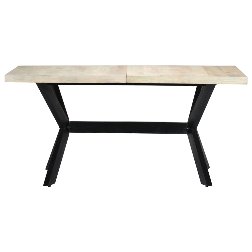 Tavolo da Pranzo Bianco 160x80x75 cm in Legno Massello di Mango