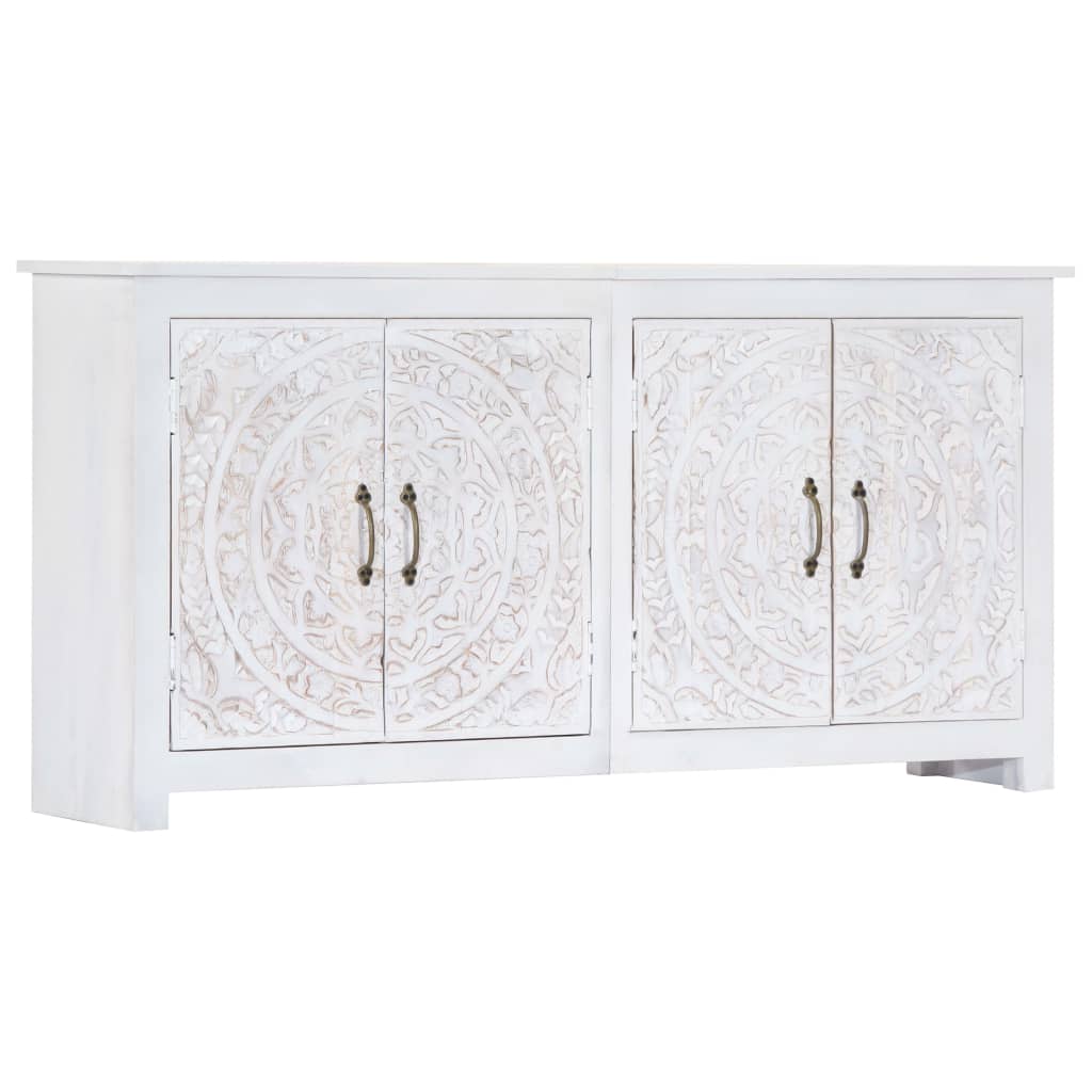 Credenza Artigianale Bianca 140x30x70 cm Legno Massello Acacia