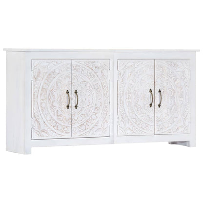 Credenza Artigianale Bianca 140x30x70 cm Legno Massello Acacia
