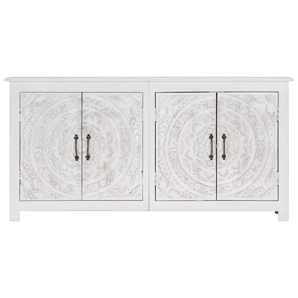 Credenza Artigianale Bianca 140x30x70 cm Legno Massello Acacia