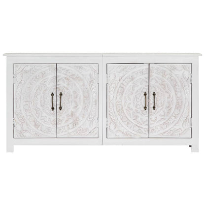 Credenza Artigianale Bianca 140x30x70 cm Legno Massello Acacia