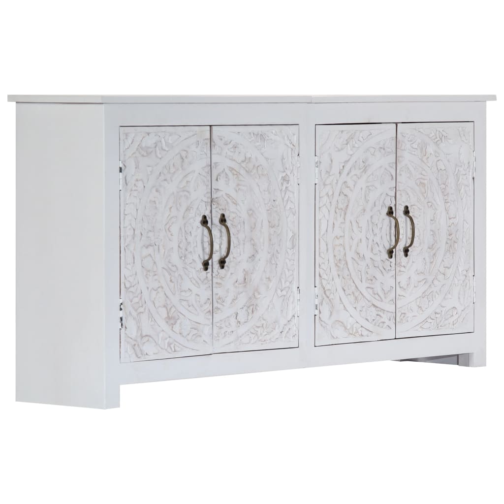 Credenza Artigianale Bianca 140x30x70 cm Legno Massello Acacia