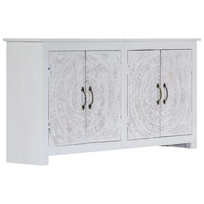Credenza Artigianale Bianca 140x30x70 cm Legno Massello Acacia
