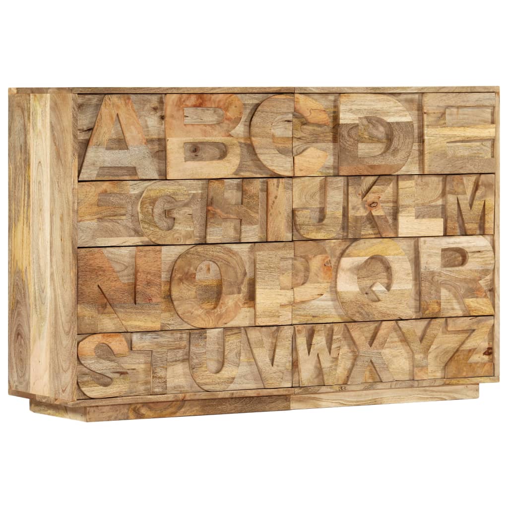 Mobile Alfabeto 6 Cassetti 120x35x79 cm in Legno Massello Mango
