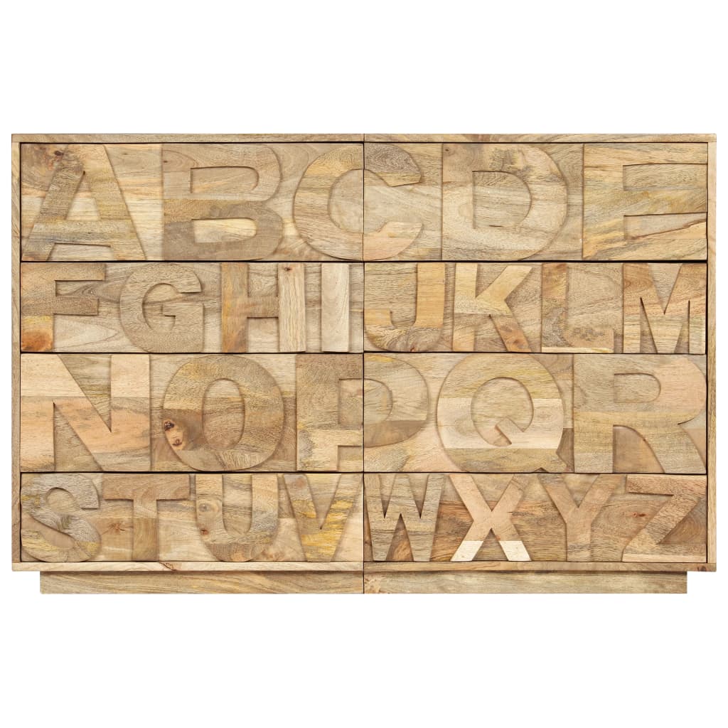 Mobile Alfabeto 6 Cassetti 120x35x79 cm in Legno Massello Mango