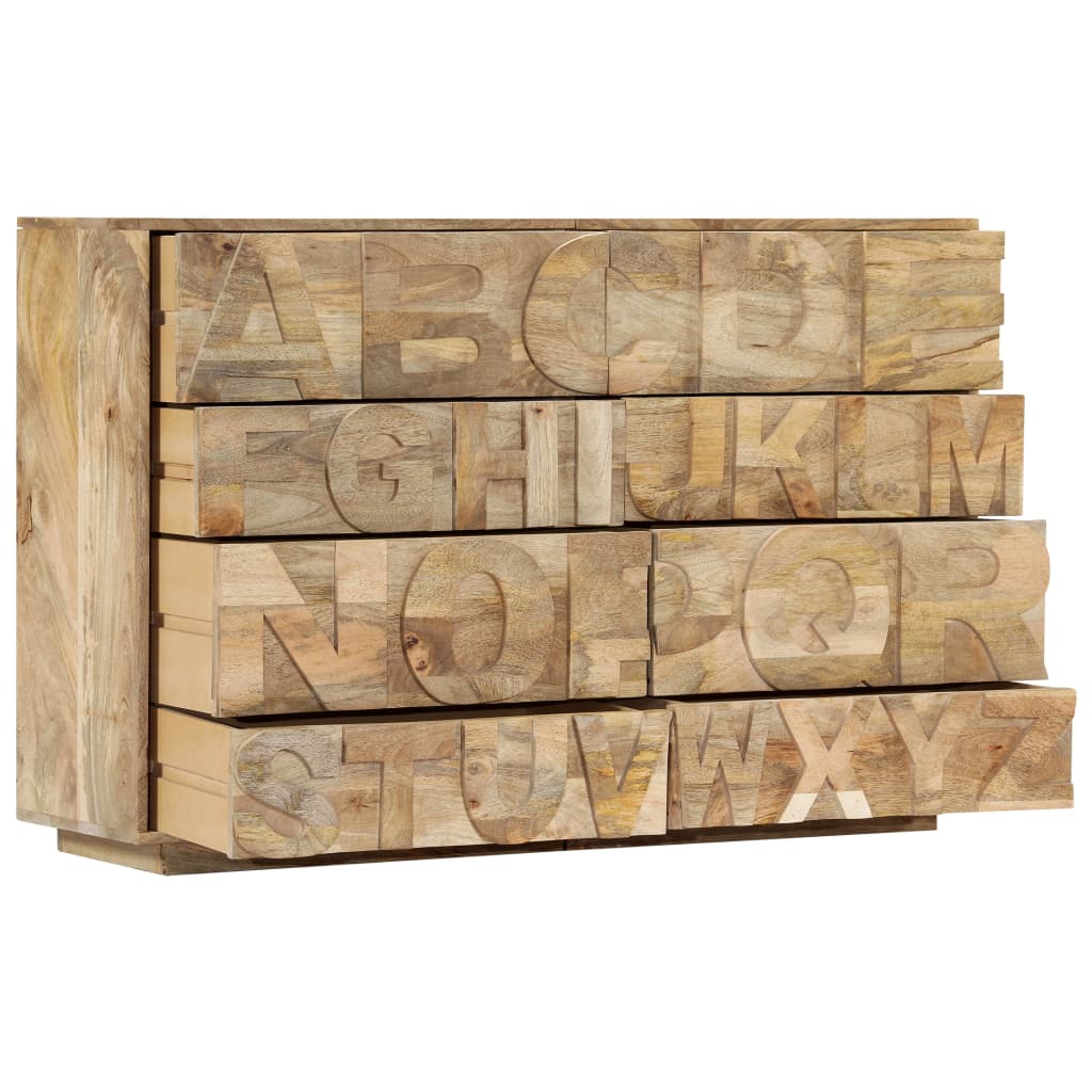 Mobile Alfabeto 6 Cassetti 120x35x79 cm in Legno Massello Mango