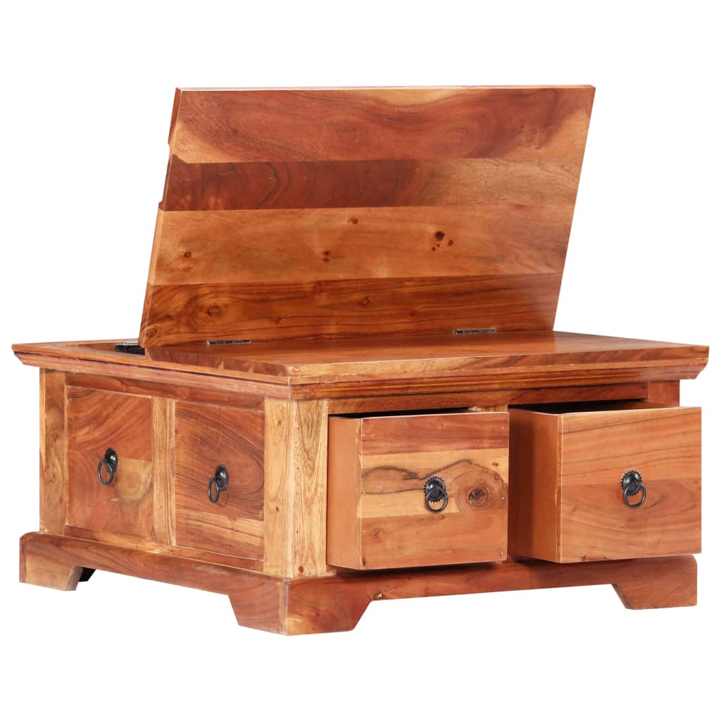 Tavolino da Salotto 66x70x35 cm in Legno Massello di Acacia