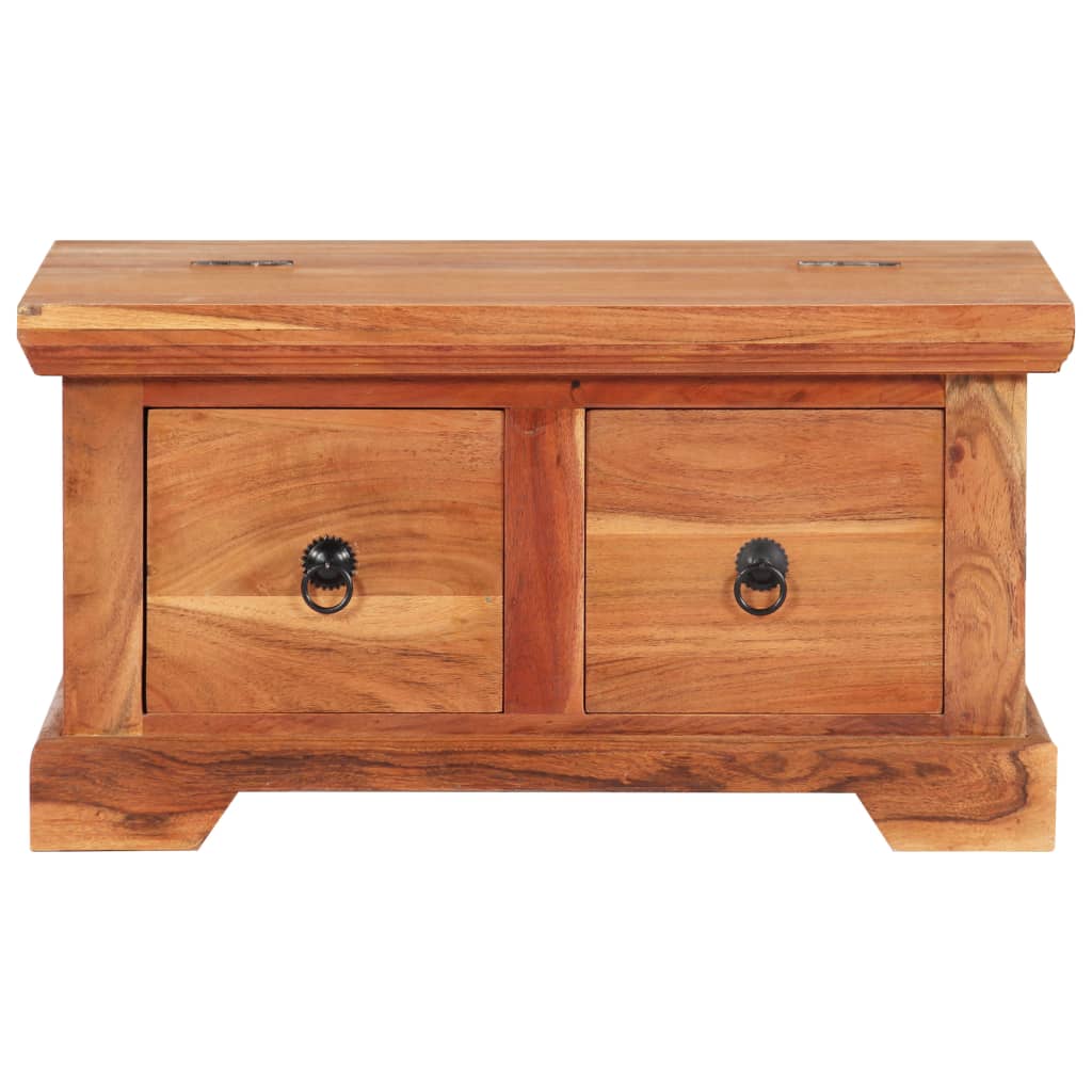 Tavolino da Salotto 66x70x35 cm in Legno Massello di Acacia
