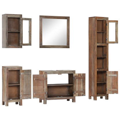 Set da Bagno 5 pz in Legno Massello di Acacia