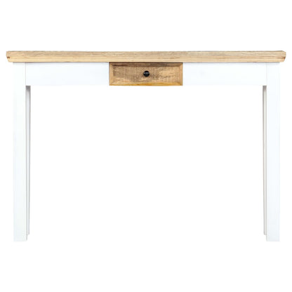 Tavolo Consolle Bianco e Marrone 110x35x75 cm Massello di Mango