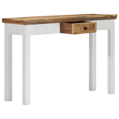 Tavolo Consolle Bianco e Marrone 110x35x75 cm Massello di Mango