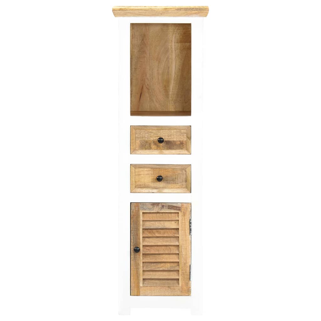Credenza Bianca e Marrone 40x30x128 cm in Legno di Mango Grezzo