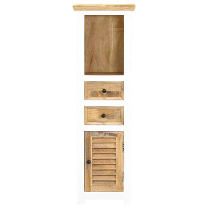Credenza Bianca e Marrone 40x30x128 cm in Legno di Mango Grezzo