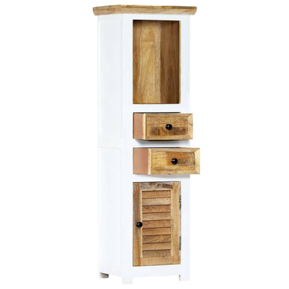 Credenza Bianca e Marrone 40x30x128 cm in Legno di Mango Grezzo