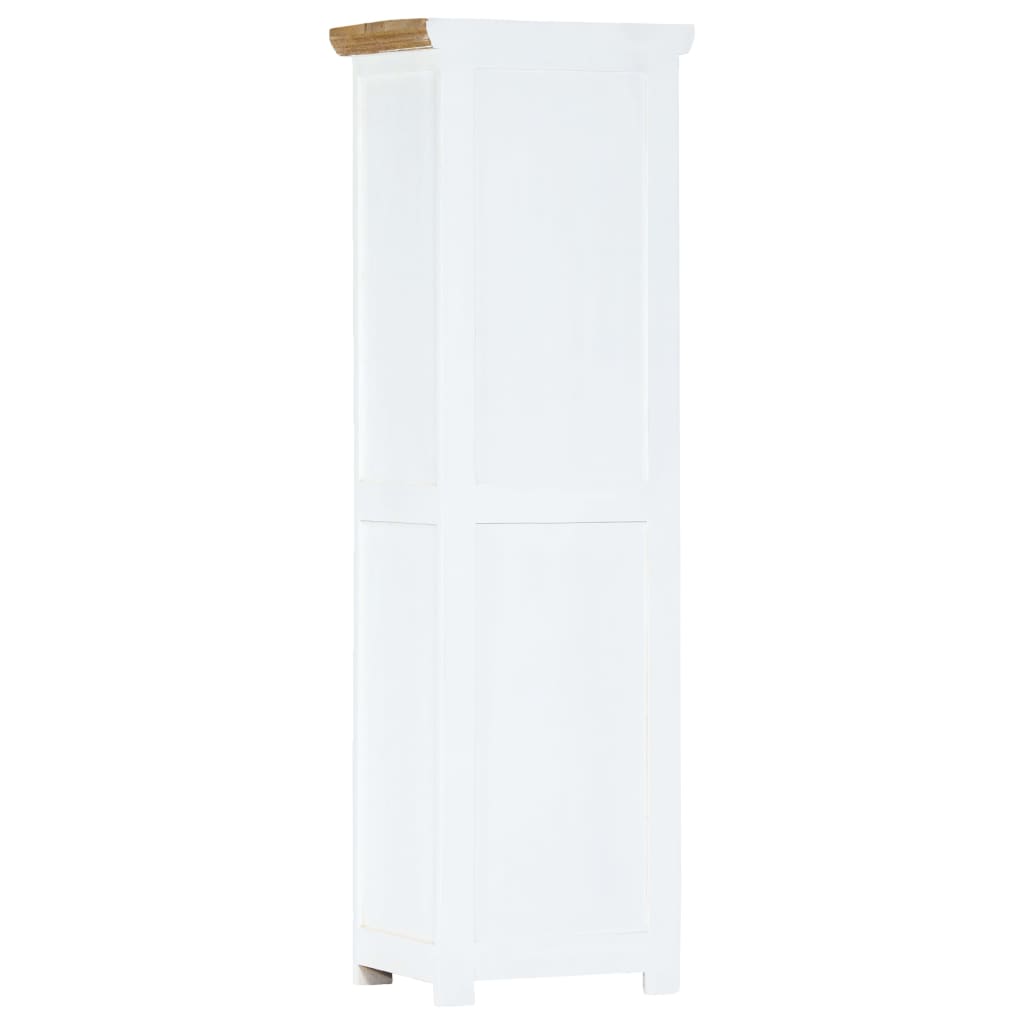 Credenza Bianca e Marrone 40x30x128 cm in Legno di Mango Grezzo