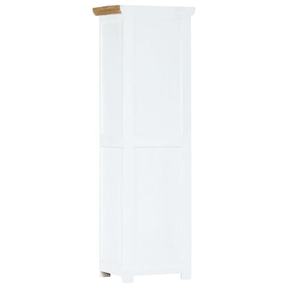 Credenza Bianca e Marrone 40x30x128 cm in Legno di Mango Grezzo