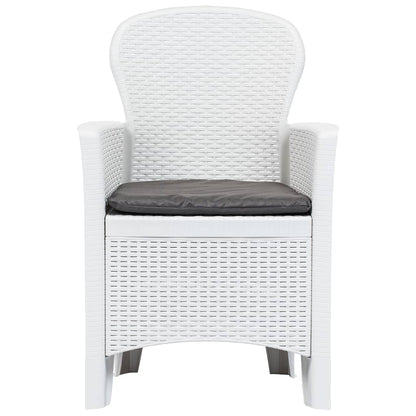 Sedie da Giardino 2 pz Cuscino Bianche in Plastica Stile Rattan