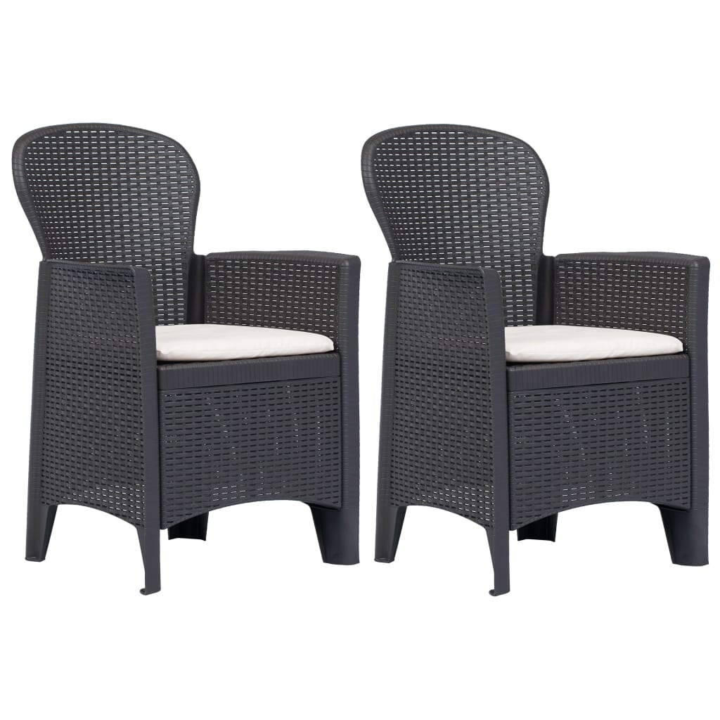 Sedie da Giardino 2 pz con Cuscini in Plastica Marrone Rattan