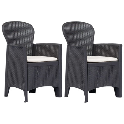 Sedie da Giardino 2 pz con Cuscini in Plastica Marrone Rattan