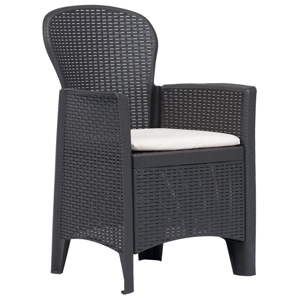 Sedie da Giardino 2 pz con Cuscini in Plastica Marrone Rattan