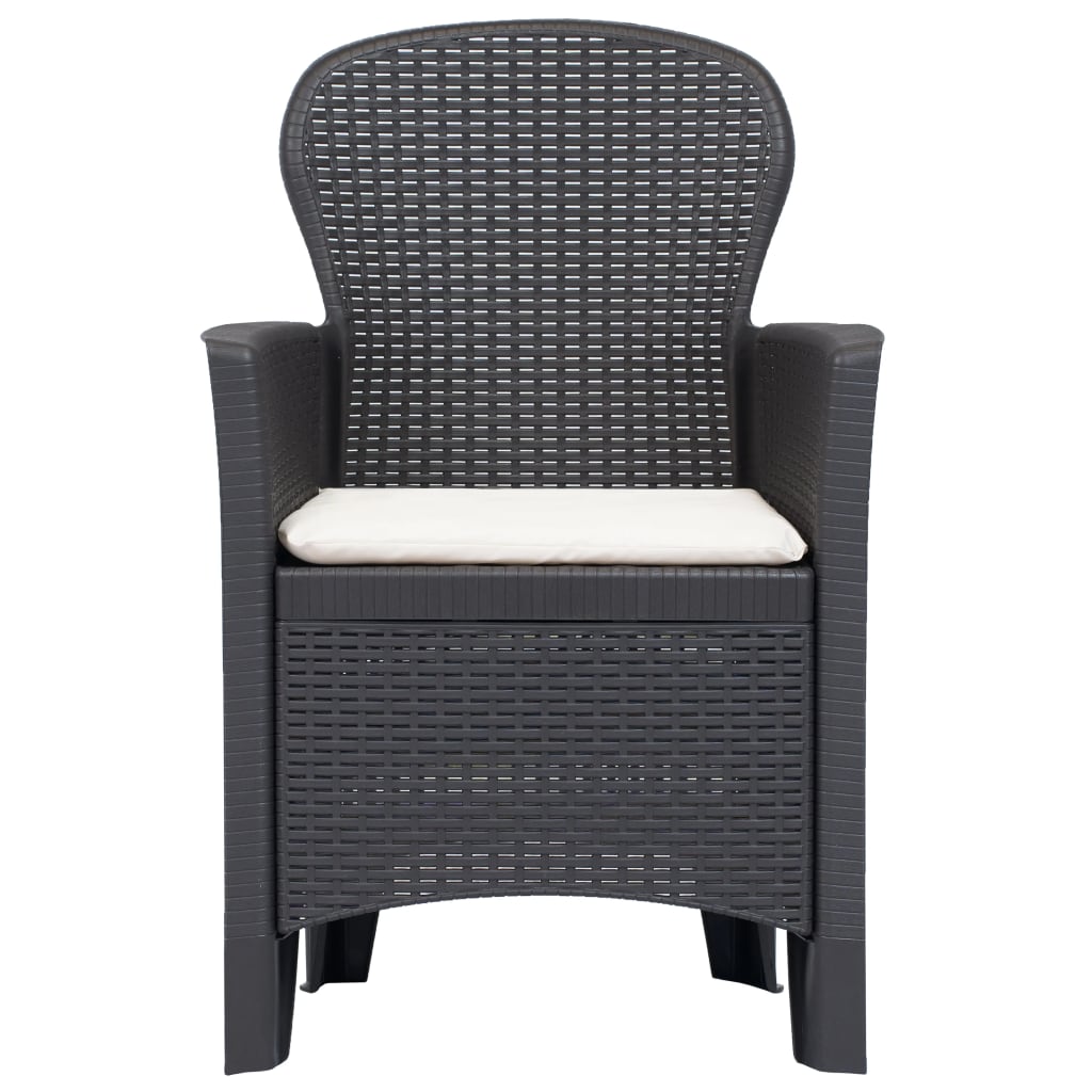 Sedie da Giardino 2 pz con Cuscini in Plastica Marrone Rattan