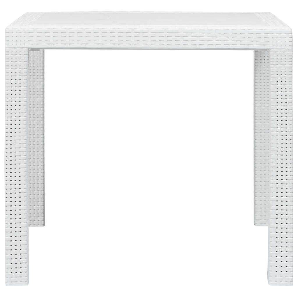 Tavolo da Giardino Bianco 79x79x72 cm in Plastica Stile Rattan