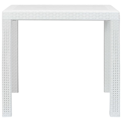 Tavolo da Giardino Bianco 79x79x72 cm in Plastica Stile Rattan