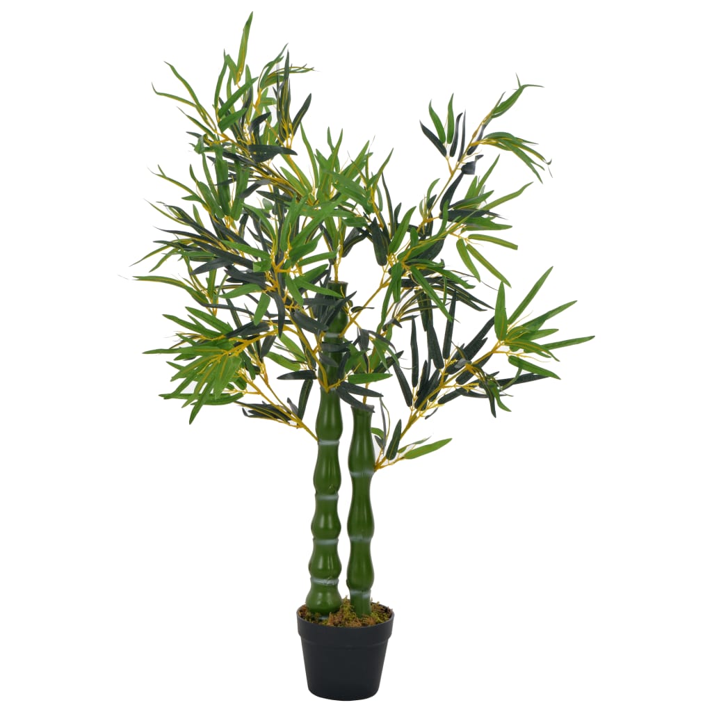 Pianta di Bambù Artificiale con Vaso Verde 110 cm