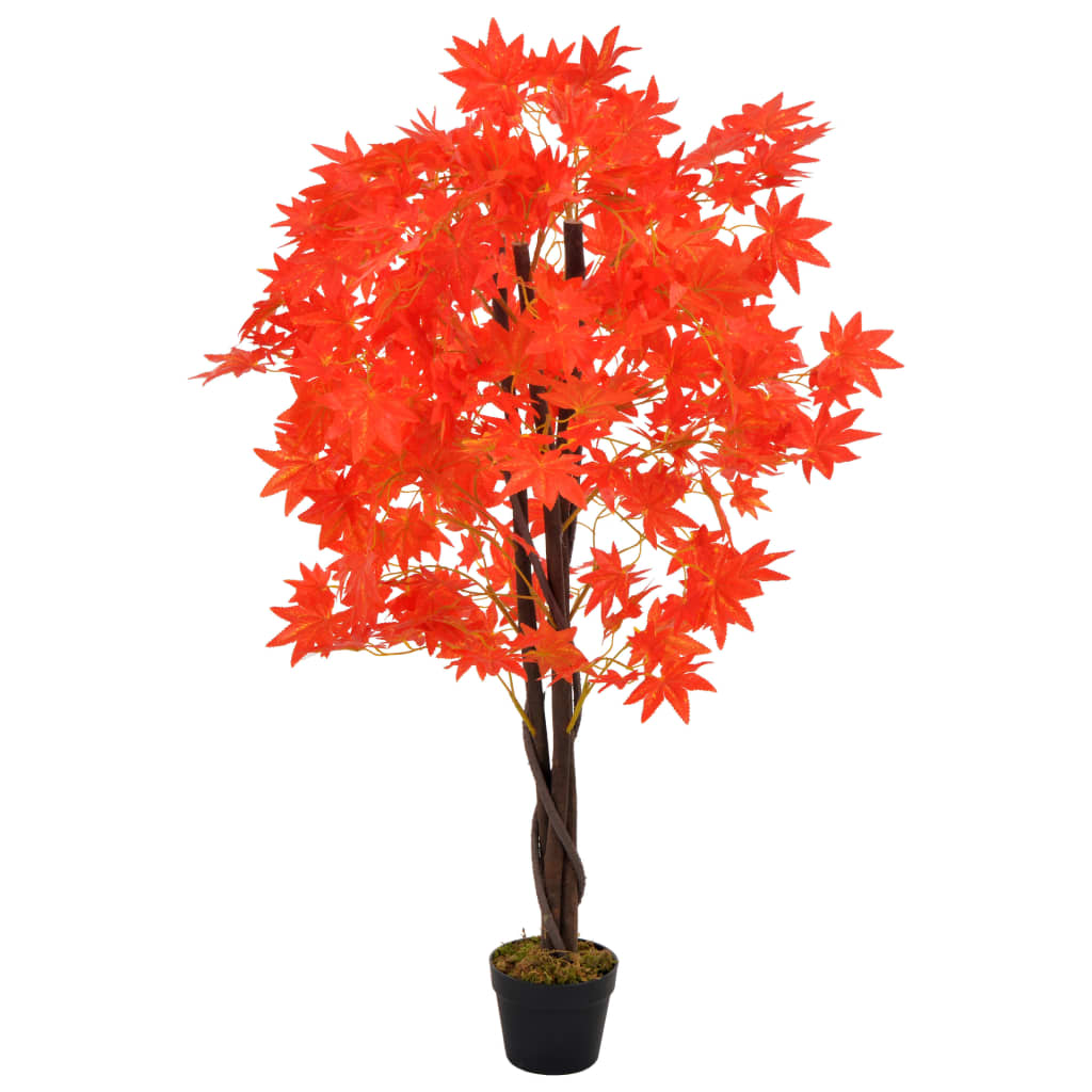 Albero di Acero Artificiale con Vaso Rosso 120 cm