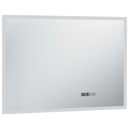 Specchio LED Bagno con Sensore Tattile Schermo Orario 100x60cm