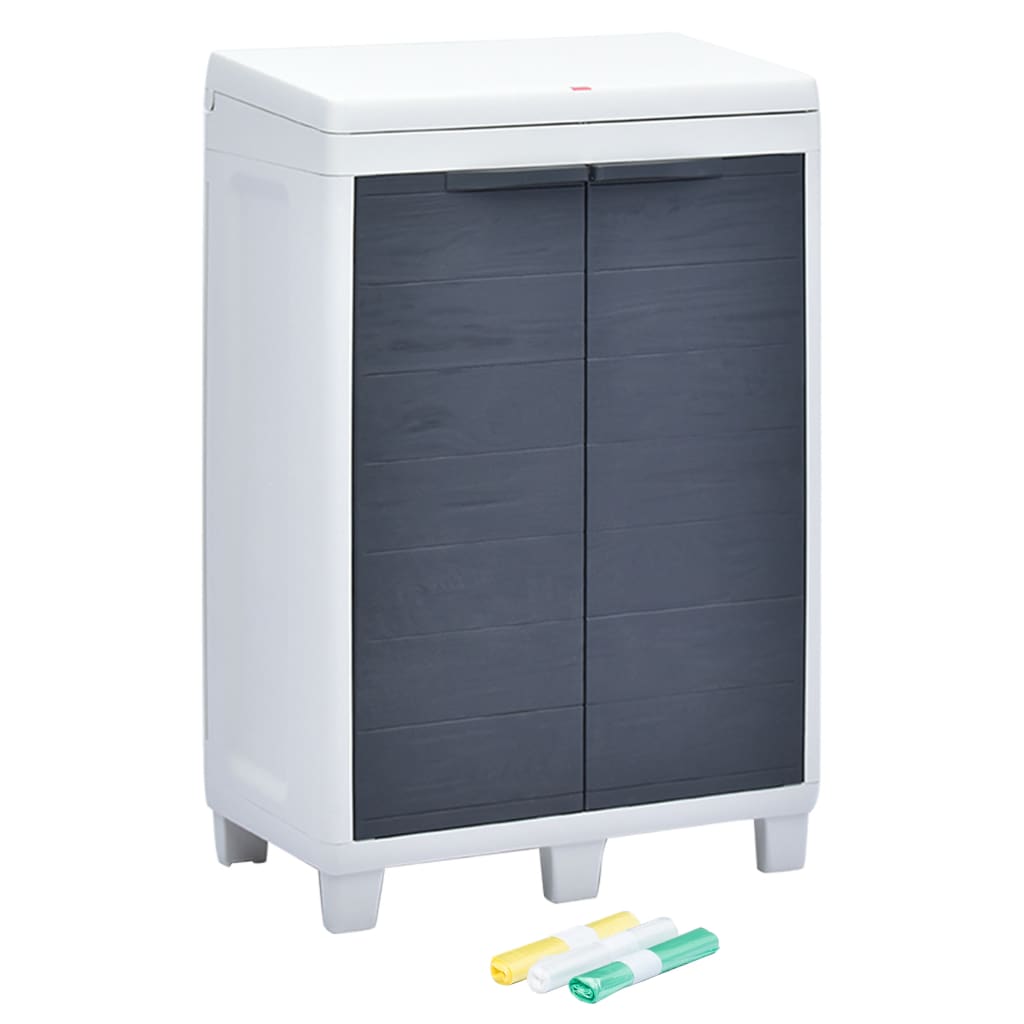 Pattumiera da Giardino con 3 Sacchi Grigio Scuro 65x38x102 cm