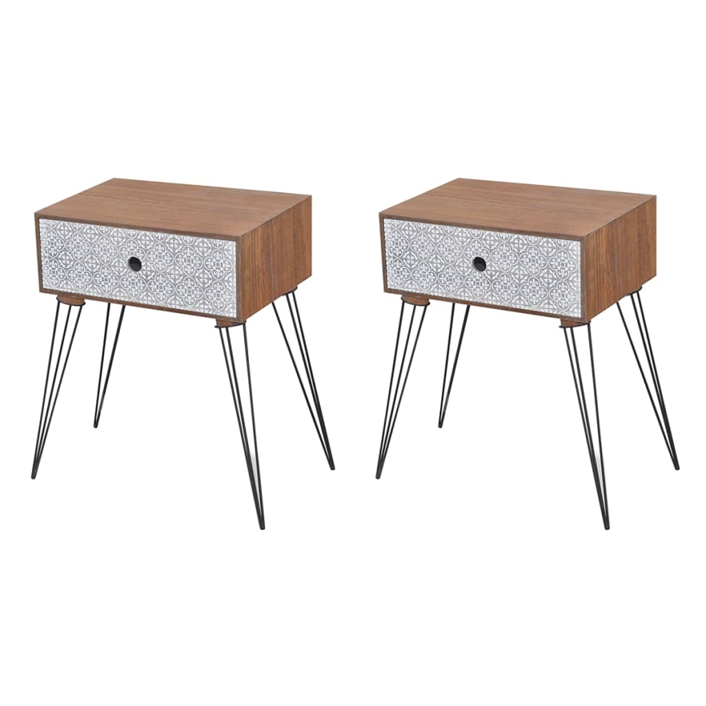Comodini con Cassetto 2 pz Marrone
