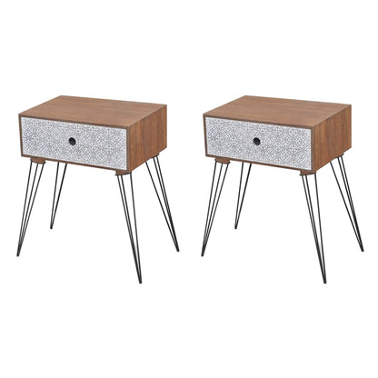 Comodini con Cassetto 2 pz Marrone