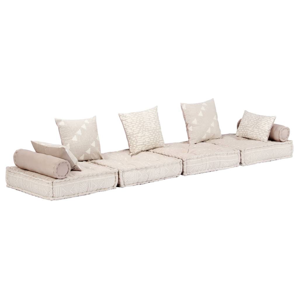 Pouf Modulare a 2 Posti Beige in Tessuto