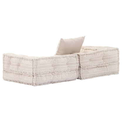 Pouf Modulare a 2 Posti Beige in Tessuto