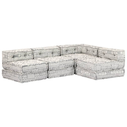Pouf Modulare a 4 Posti Grigio Chiaro in Tessuto