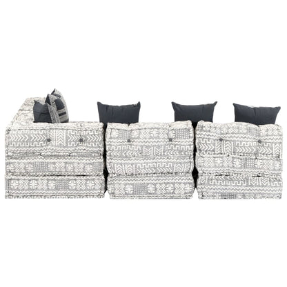 Pouf Modulare a 4 Posti Grigio Chiaro in Tessuto