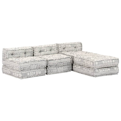 Pouf Modulare a 3 Posti Grigio Chiaro in Tessuto