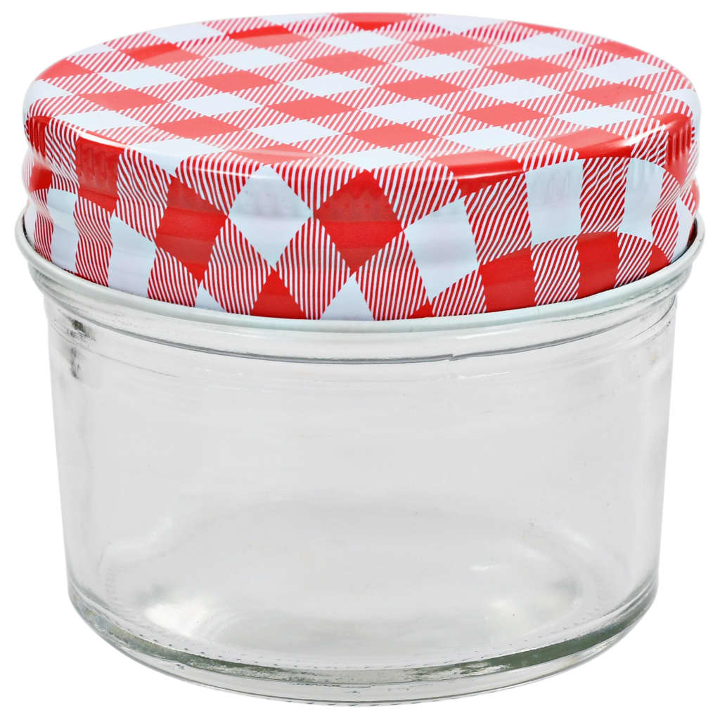 Vasi Marmellata in Vetro Coperchio Bianco e Rosso 96 pz 110 ml