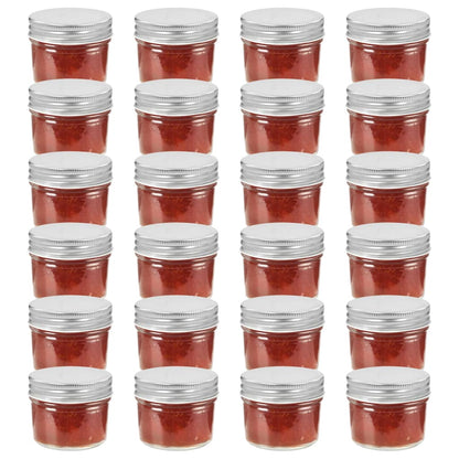 Vasi per Marmellata in Vetro Coperchio Argento 24 pz 110 ml