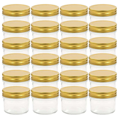 Vaso per Marmellata in Vetro Coperchio Oro 24 pz 110 ml