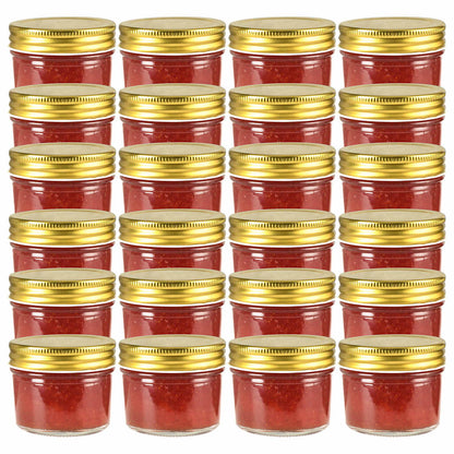 Vaso per Marmellata in Vetro Coperchio Oro 24 pz 110 ml