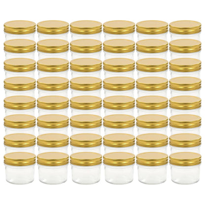 Vasi per Marmellata in Vetro Coperchio Oro 48 pz 110 ml
