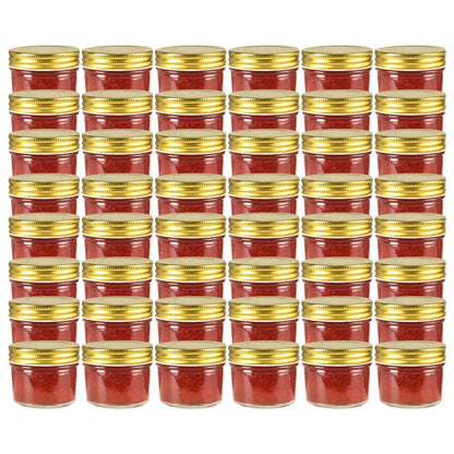Vasi per Marmellata in Vetro Coperchio Oro 48 pz 110 ml