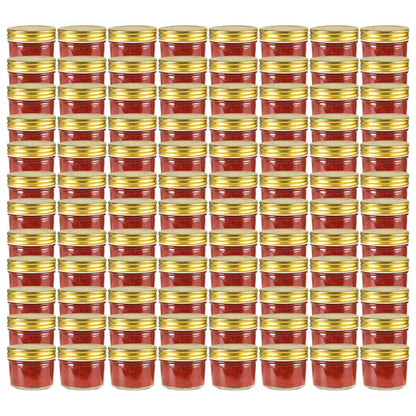 Vasi per Marmellata in Vetro Coperchio Oro 96 pz 110 ml