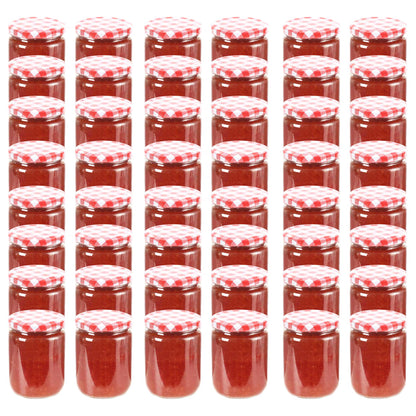 Vaso Marmellata in Vetro Coperchio Bianco e Rosso 48 pz 230 ml