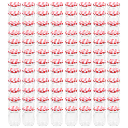 Vasi Marmellata in Vetro Coperchio Bianco e Rosso 96 pz 230 ml