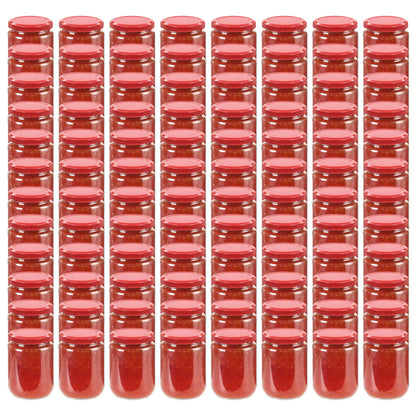 Vasi per Marmellata in Vetro Coperchio Rosso 96 pz 230 ml